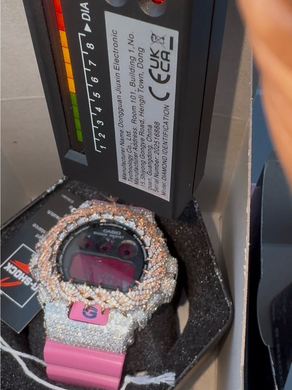Casio G-Shock Pink and Silver Crystal-Encrusted Digital Watch